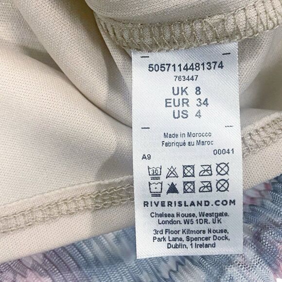 River Island Floral Bateau Neck Long Sleeve Mesh Sheer Fairy Y2K Top Pink US 4 - Picture 9 of 12